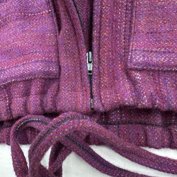 VTG Welsh Woollens by Tregwynt 100% Wool Jacket Full Zip Hooded Womens XL Purple - Picture 3 of 13